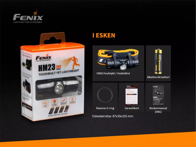 Fenix HM23 LED Hodelykt    - bakside