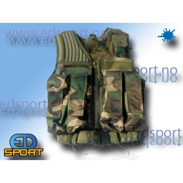 Paintballvest, Woodland Camo. Bullstrike - Bilde 2