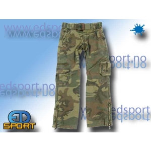 Cargobukser, steinvasket med woodlandmønster